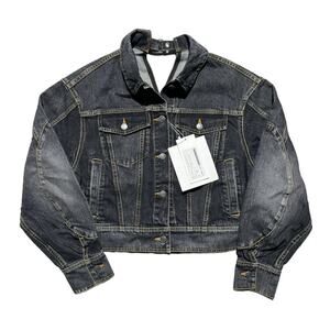 Signal Noise Backstrap cut out cropped denim jacket